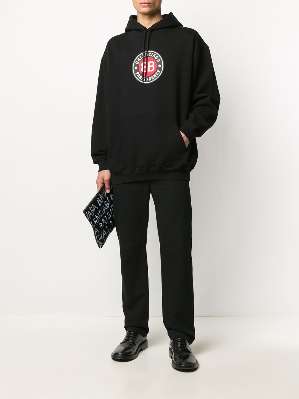 BALENCIAGA Circle BB Logo Hoodie Black - Maison De Fashion 