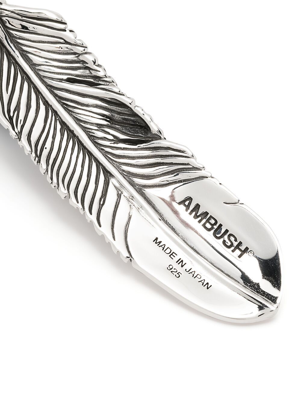 AMBUSH Safety-Pin feather charm earring Silver - MAISONDEFASHION.COM