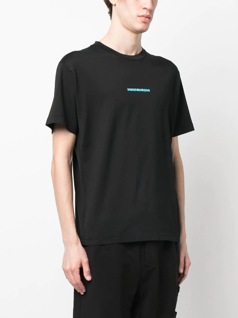 STONE ISLAND Box Logo T-Shirt Black - MAISONDEFASHION.COM