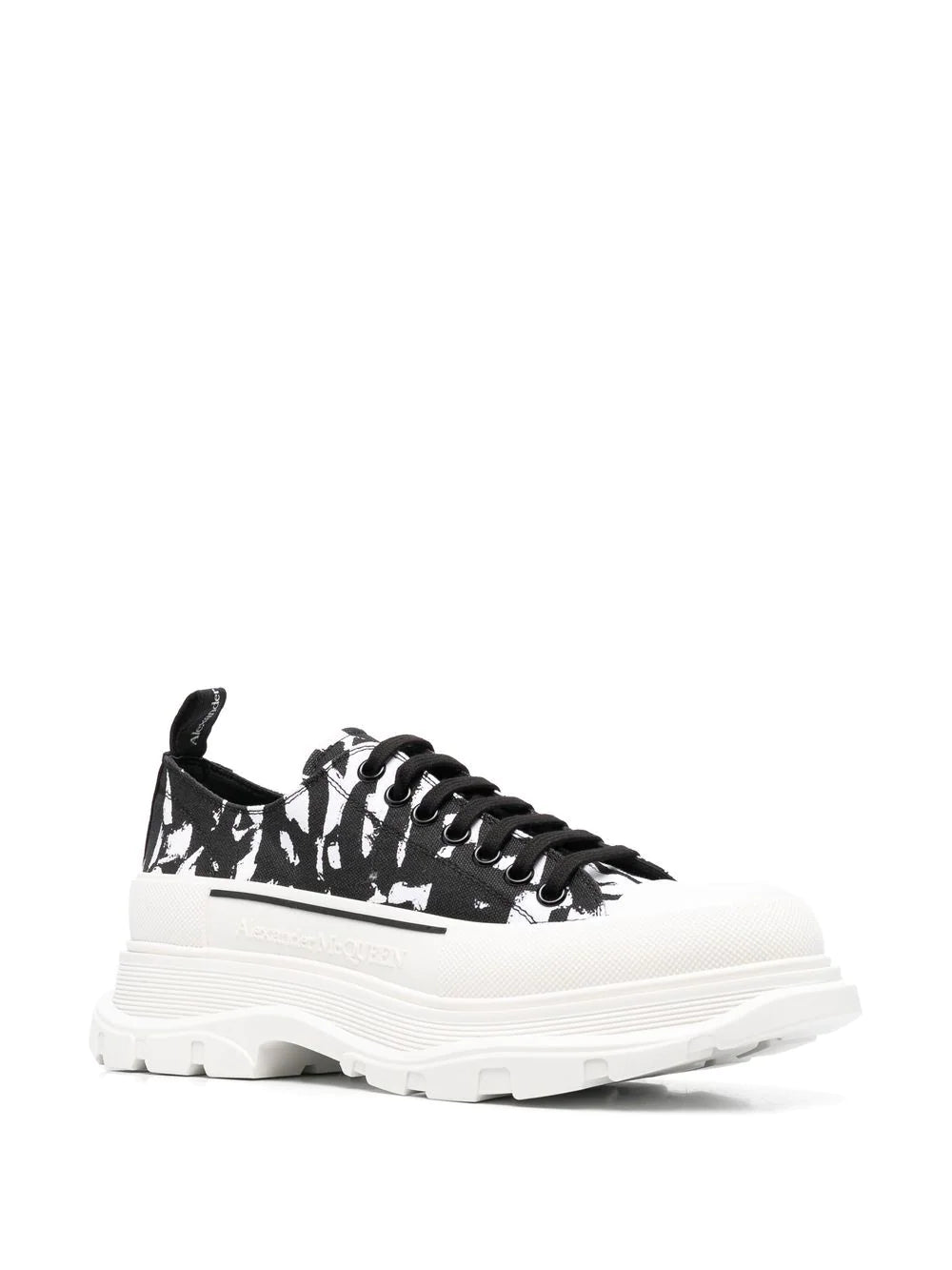ALEXANDER MCQUEEN Tread Slick Abstract Print Sneakers Black/White - MAISONDEFASHION.COM