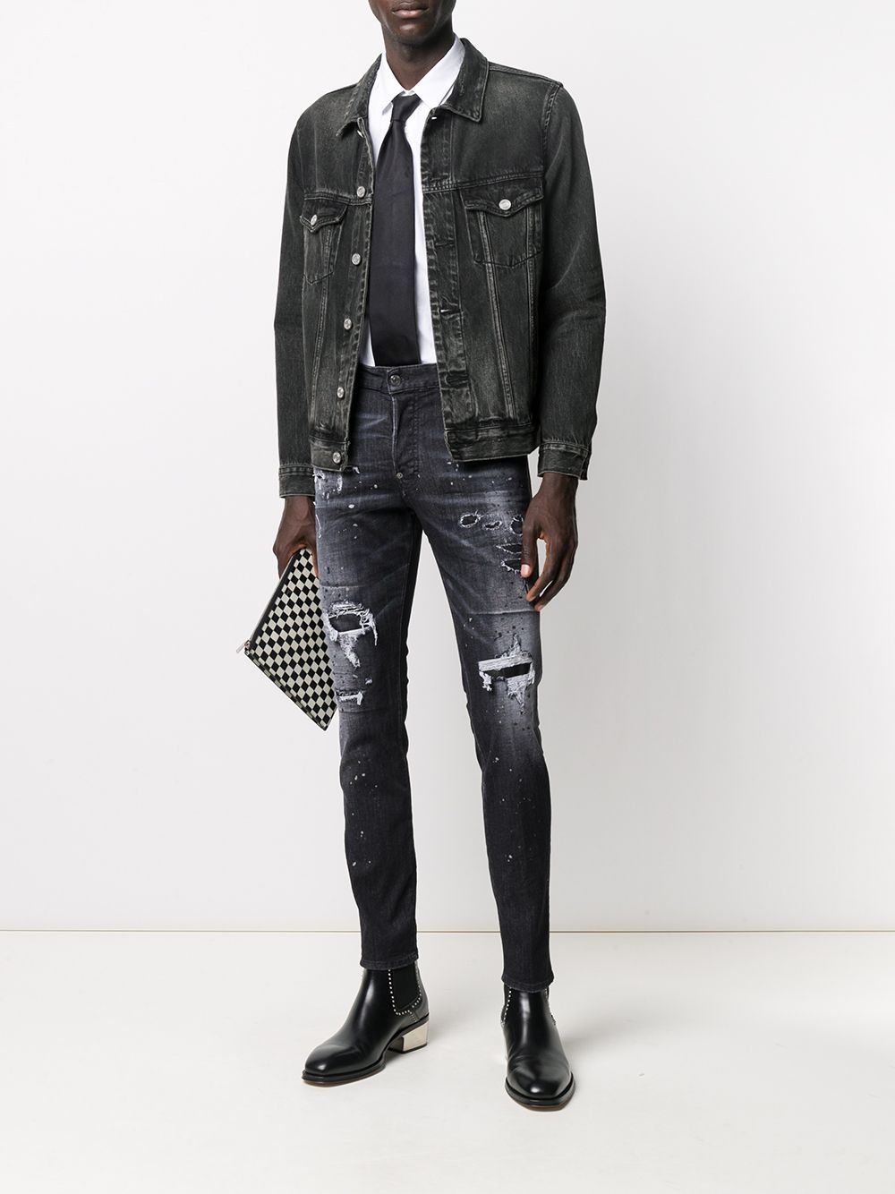 DSQUARED2 Logo print washed Jeans Black - Maison De Fashion 