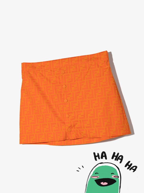 FENDI KIDS Mini Skirt Orange - MAISONDEFASHION.COM