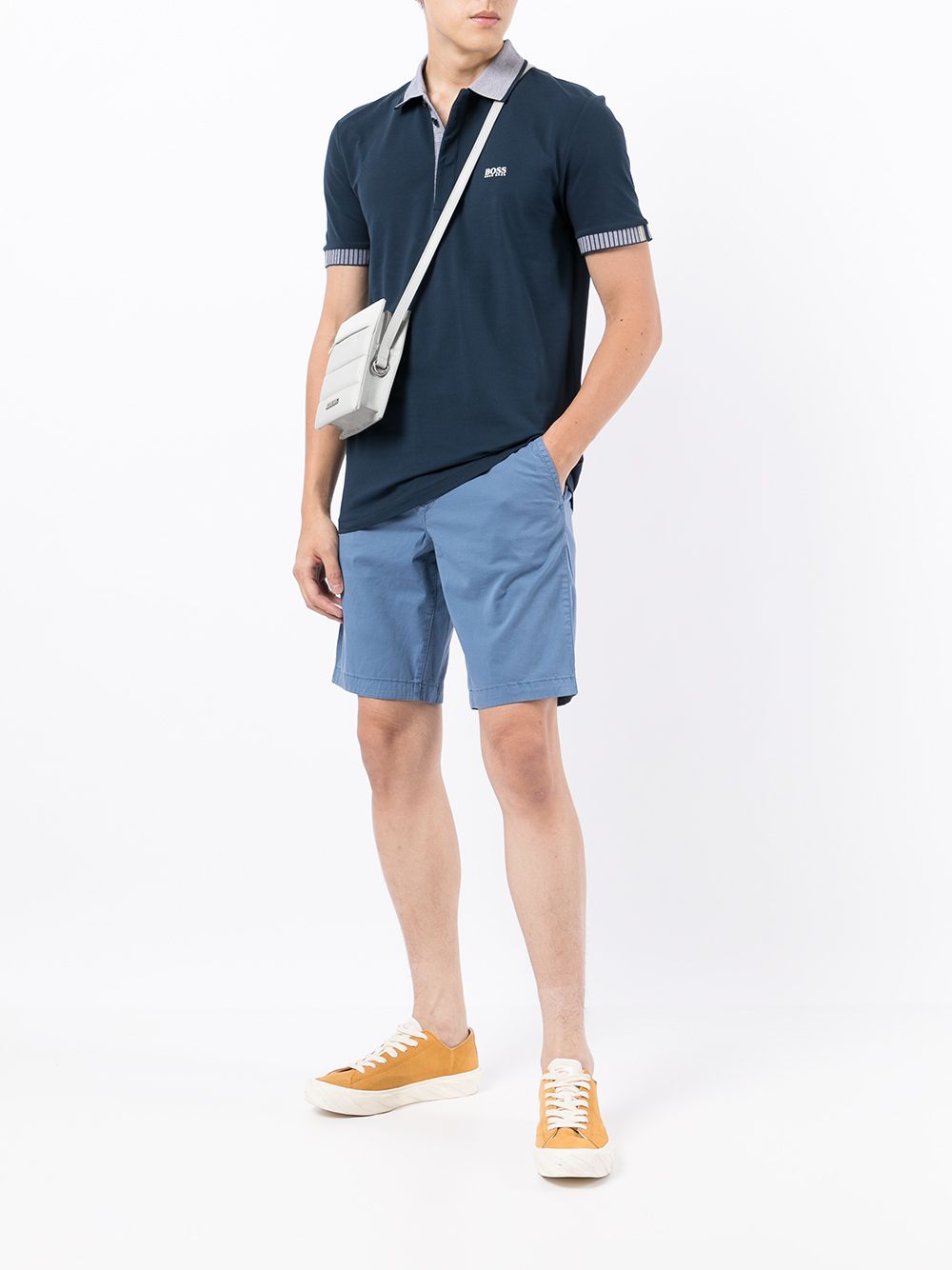 BOSS Stretch-cotton twill chino shorts Blue - MAISONDEFASHION.COM