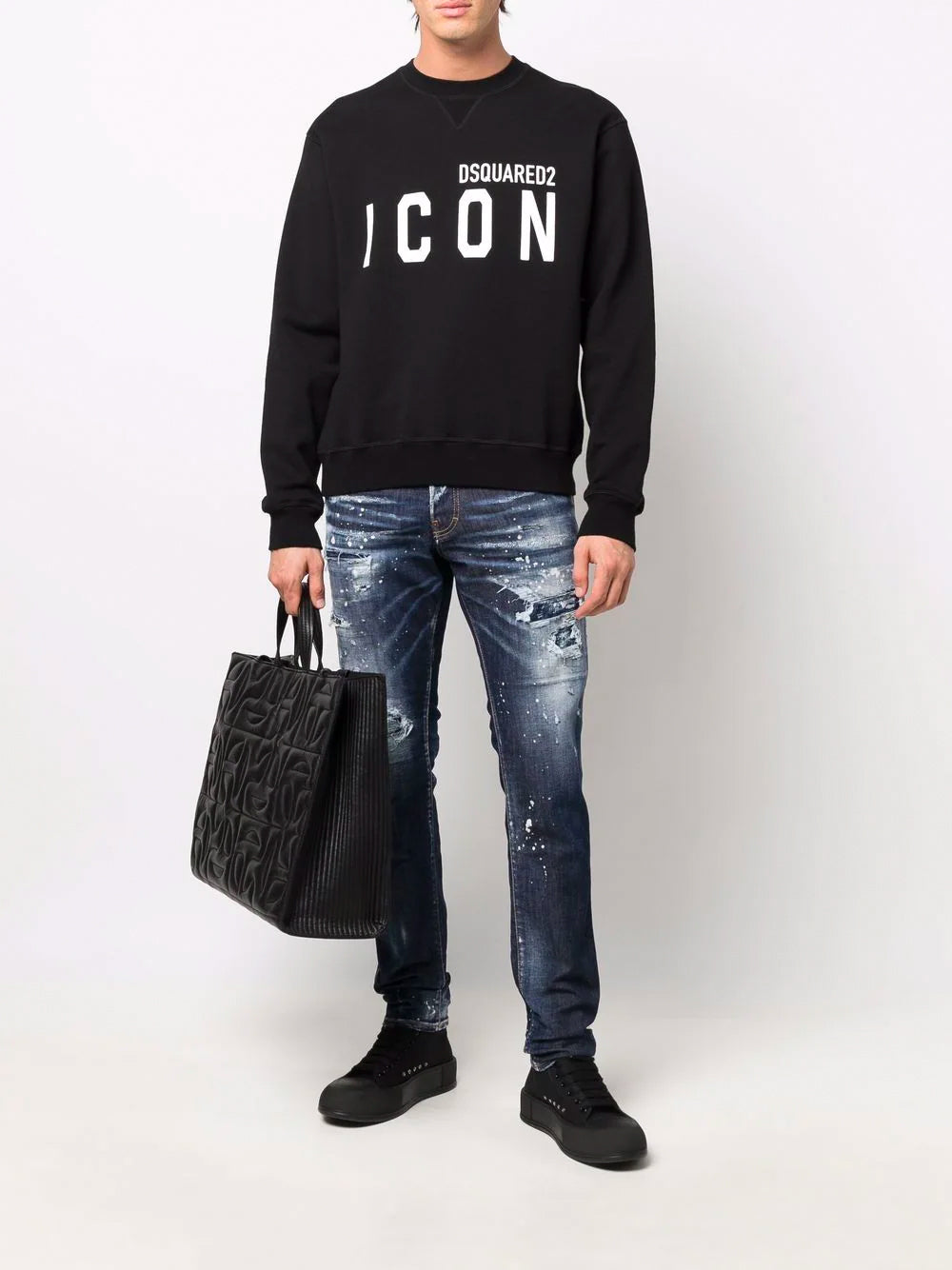 DSQUARED2 Dark Ripped Bleach Wash Cool Guy Jeans Blue - MAISONDEFASHION.COM