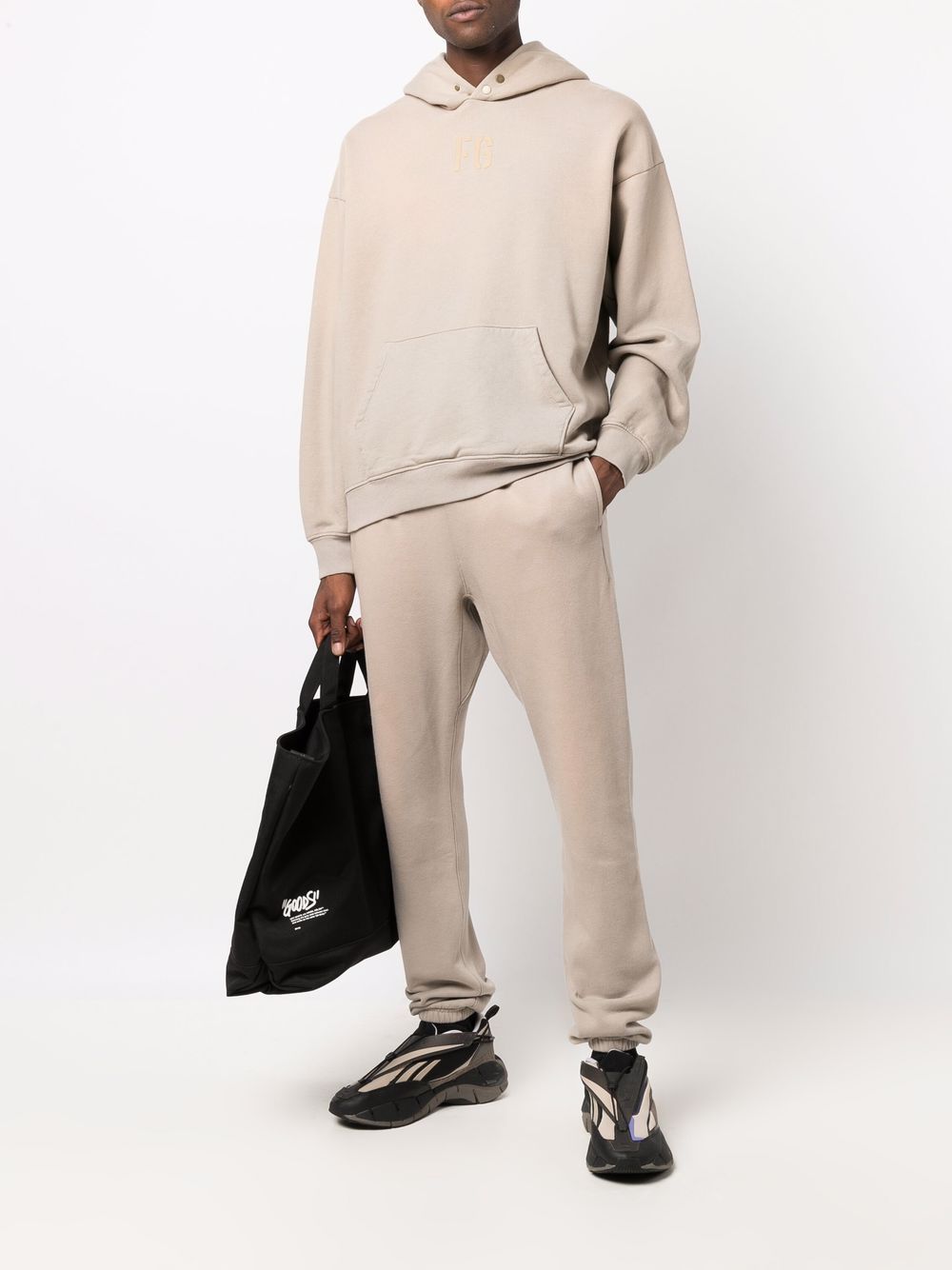 FEAR OF GOD FG Logo Hoodie Beige - MAISONDEFASHION.COM