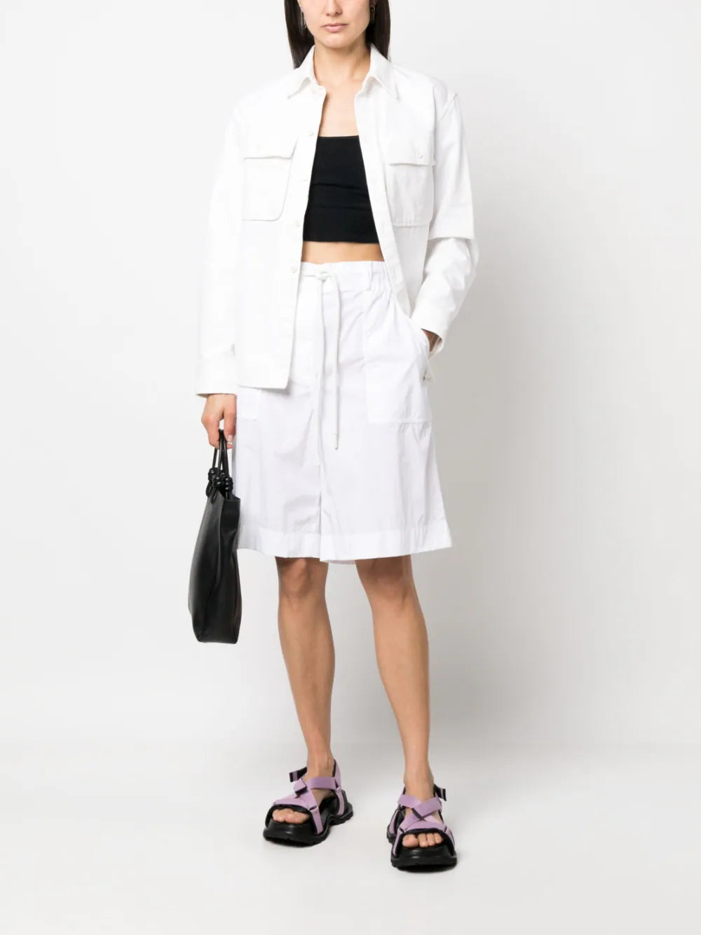 MONCLER WOMEN Cotton Shorts White - MAISONDEFASHION.COM