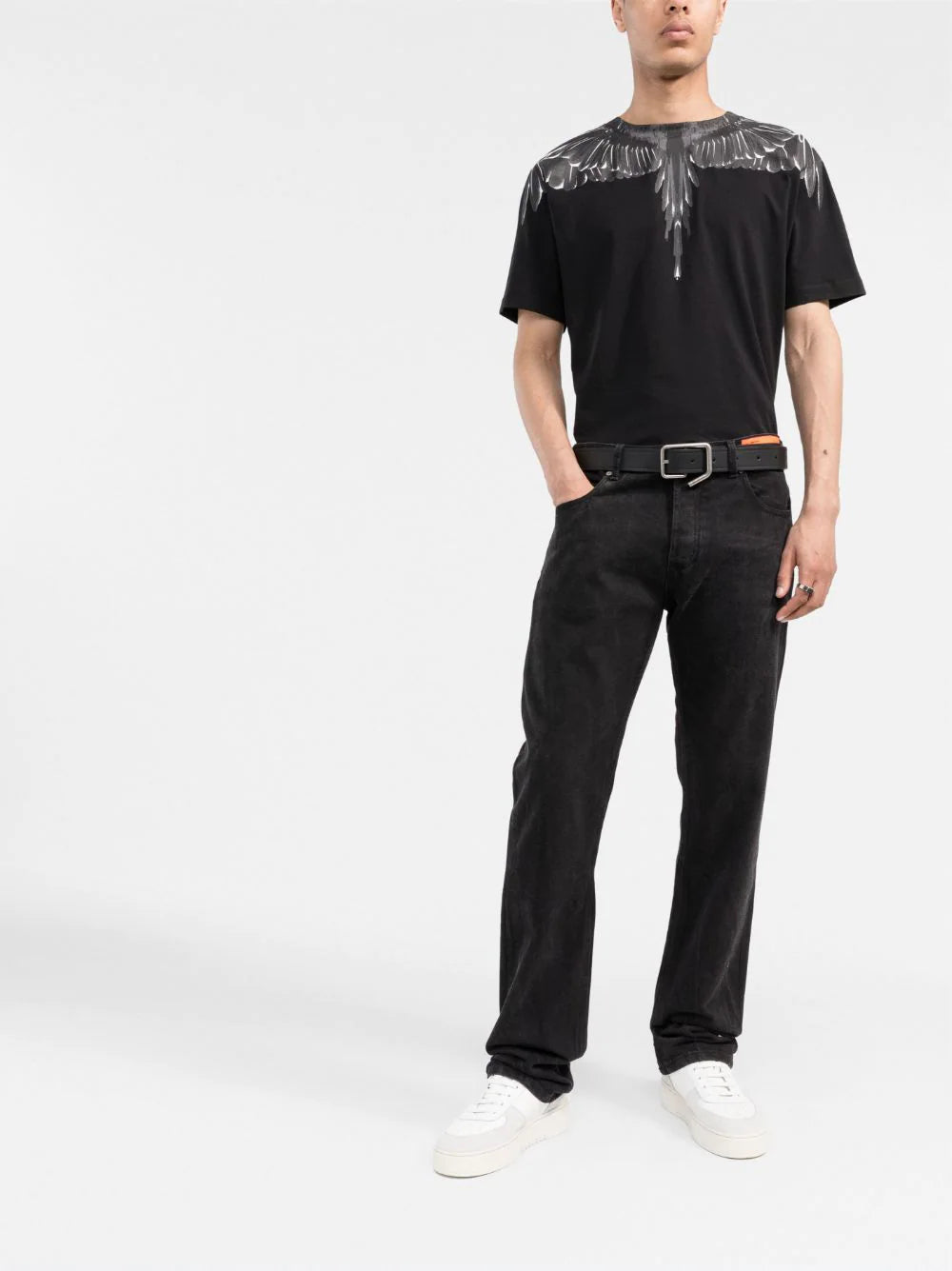 MARCELO BURLON Icon Wings Regular T-Shirt Black/Black - MAISONDEFASHION.COM