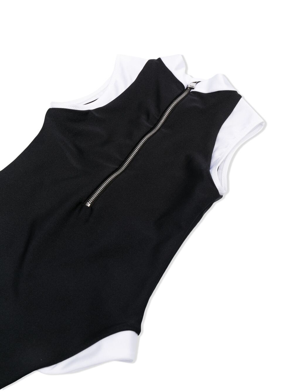 BALMAIN Two-tone logo print swimsuit Black - MAISONDEFASHION.COM