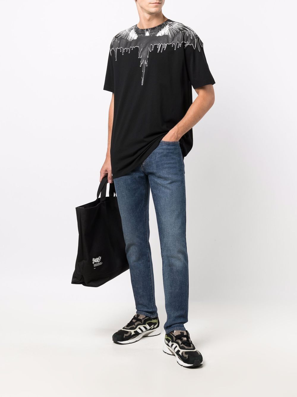 MARCELO BURLON Tar Wings Regular T-Shirt Black - MAISONDEFASHION.COM