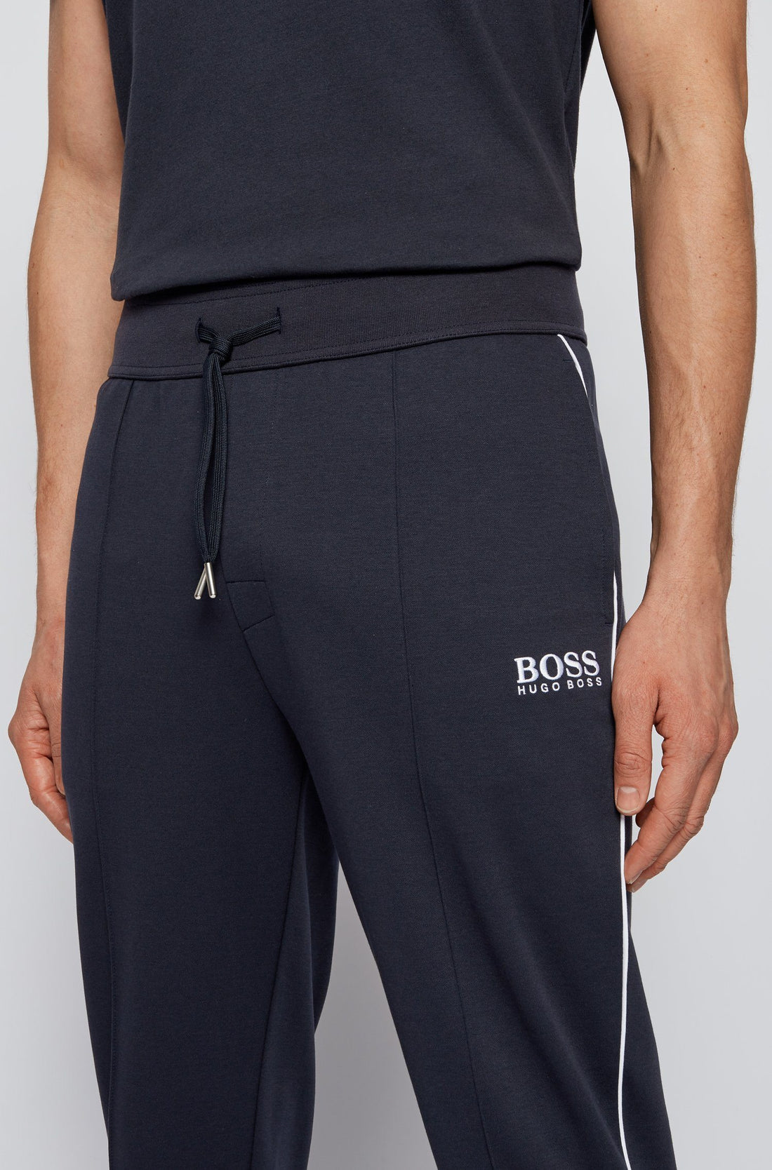BOSS Logo Sweatpants Navy - MAISONDEFASHION.COM
