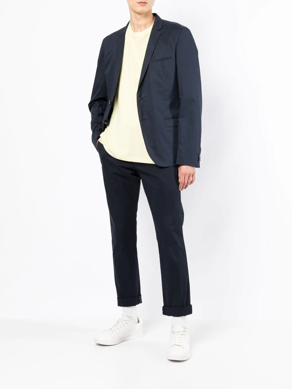 HUGO Button-fastening single-breasted jacket Blue - MAISONDEFASHION.COM