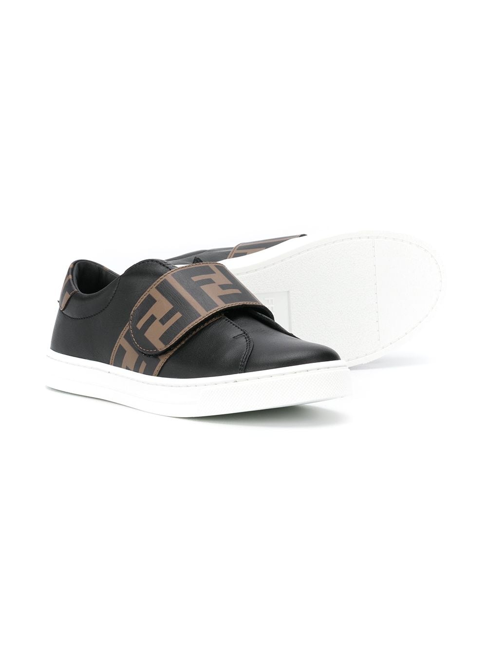 FENDI KIDS FF Logo Strap Sneakers Black - Maison De Fashion 