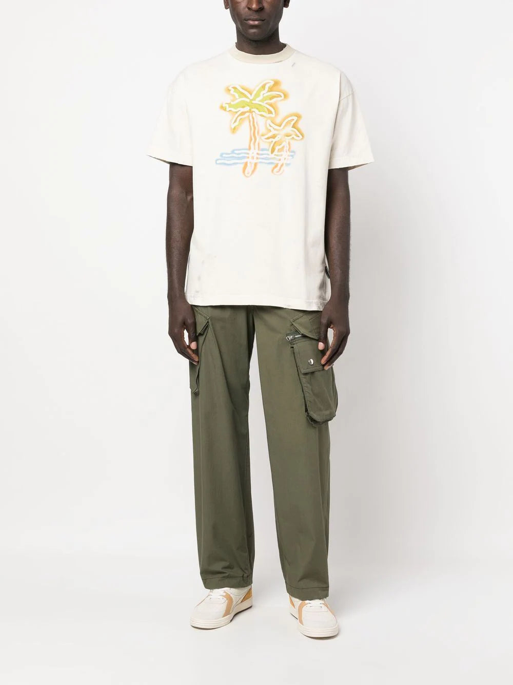 PALM ANGELS Palm Neon Tee Off White - MAISONDEFASHION.COM