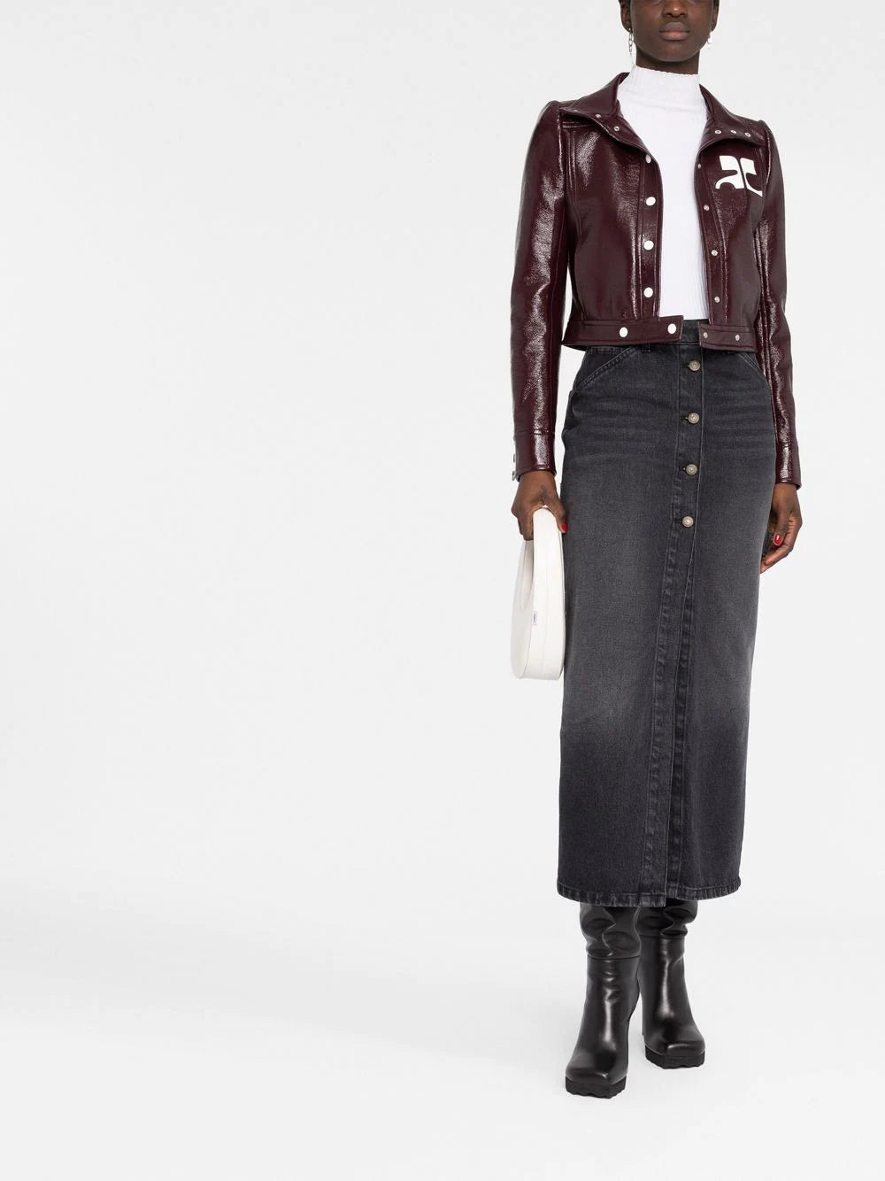 COURRÉGES WOMEN Vinyl Reedition Jacket Burgundy - MAISONDEFASHION.COM