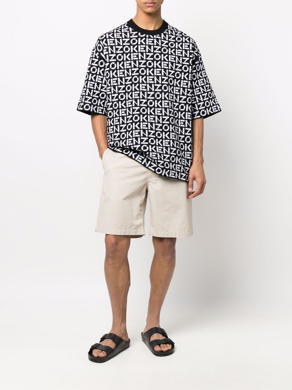 KENZO Monogram Oversized T-Shirt Black - MAISONDEFASHION.COM