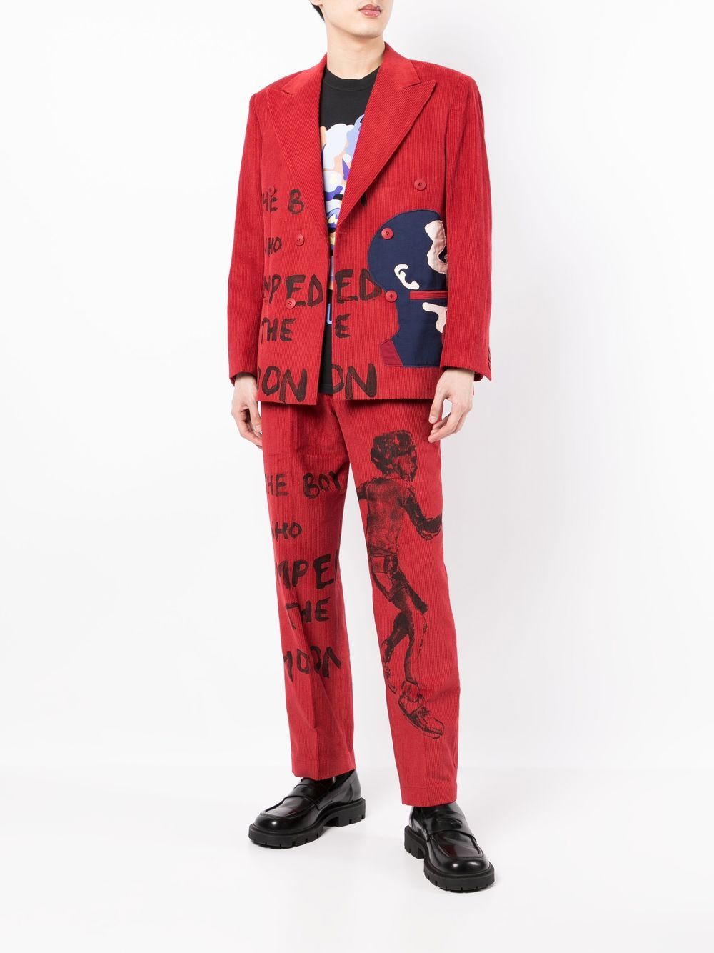 KIDSUPER Double-breasted corduroy blazer Red - MAISONDEFASHION.COM