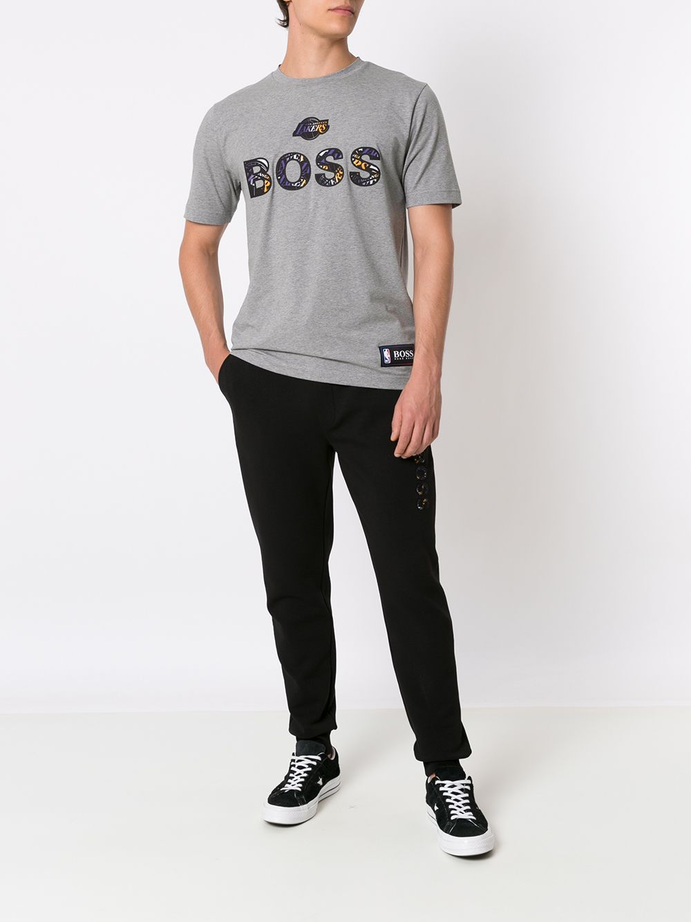 BOSS X NBA Lakers Logo Sweatpants Black - MAISONDEFASHION.COM