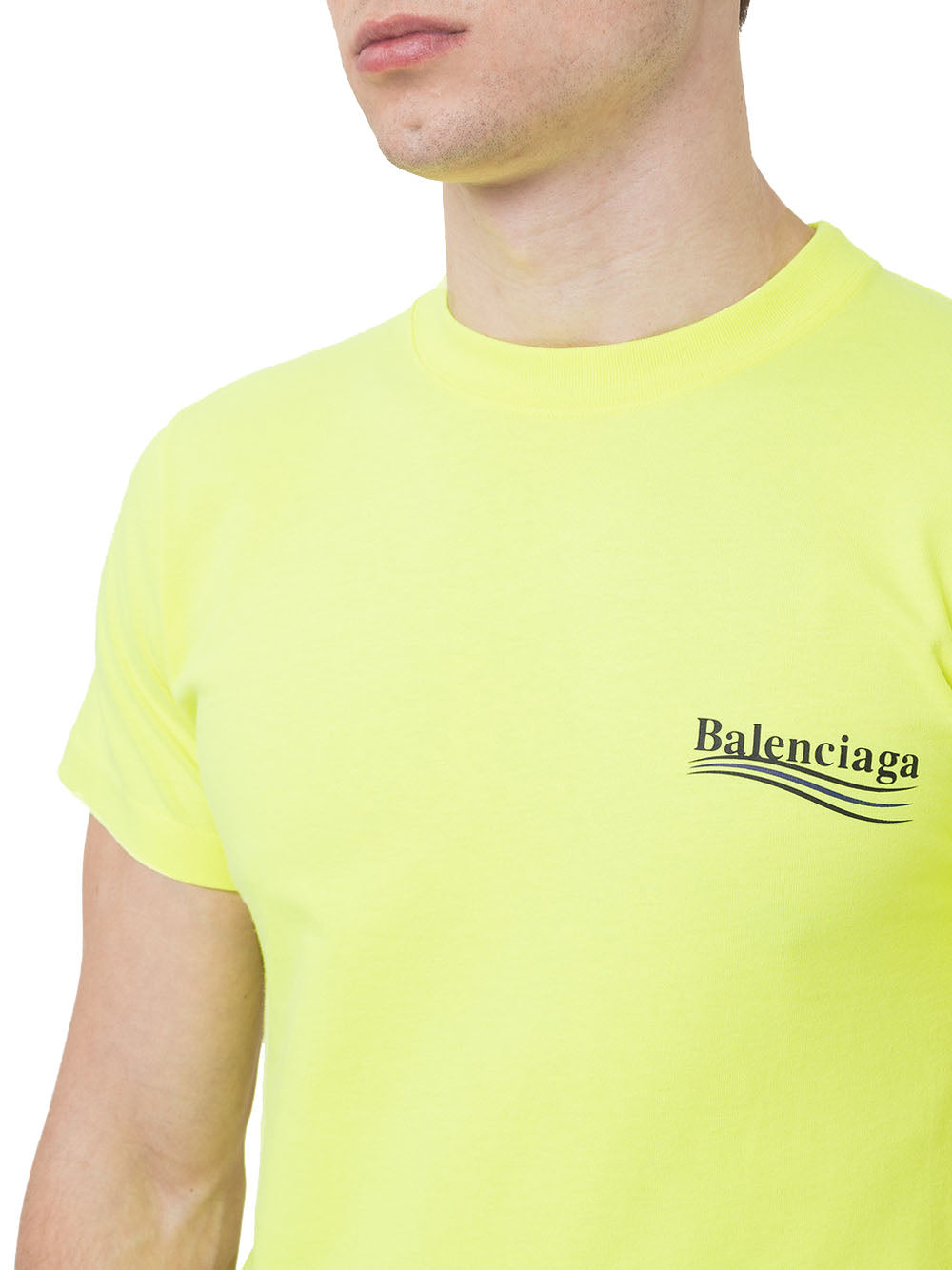 BALENCIAGA Political Campaign Logo T-Shirt Yellow - MAISONDEFASHION.COM