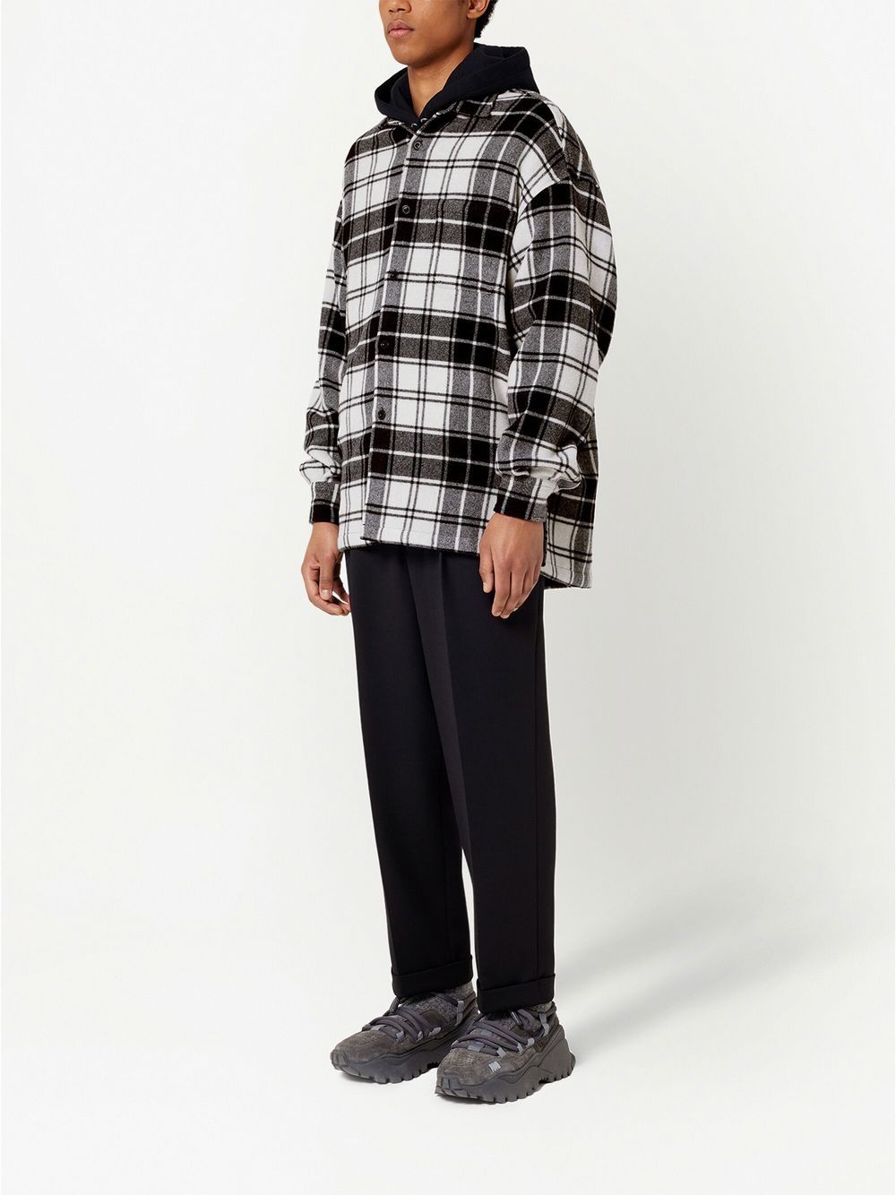 AMI PARIS France Print Checked Shirt Off-White/Black - MAISONDEFASHION.COM