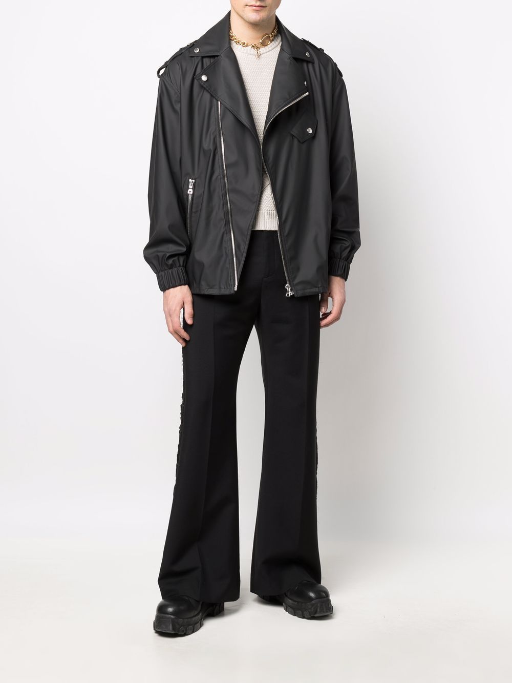 BALMAIN Faux Leather Biker Jacket Black - MAISONDEFASHION.COM