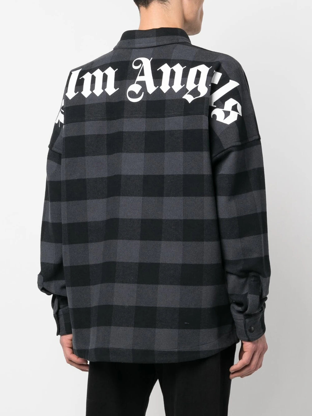 PALM ANGELS Classic Logo Overshirt Black/White - MAISONDEFASHION.COM