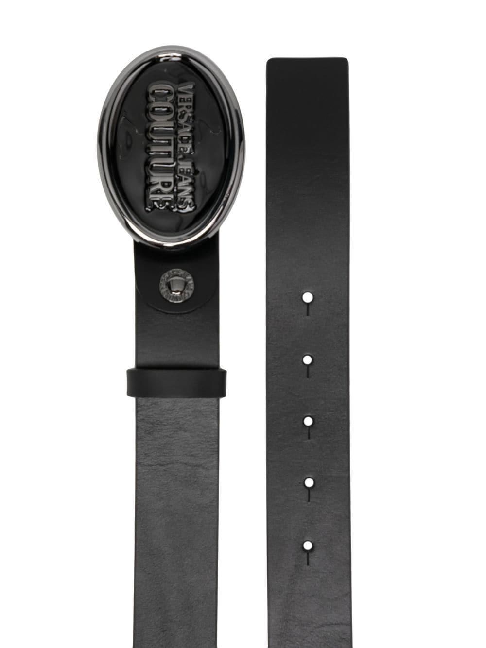 VERSACE JEANS COUTURE Logo-buckle leather belt Black - MAISONDEFASHION.COM