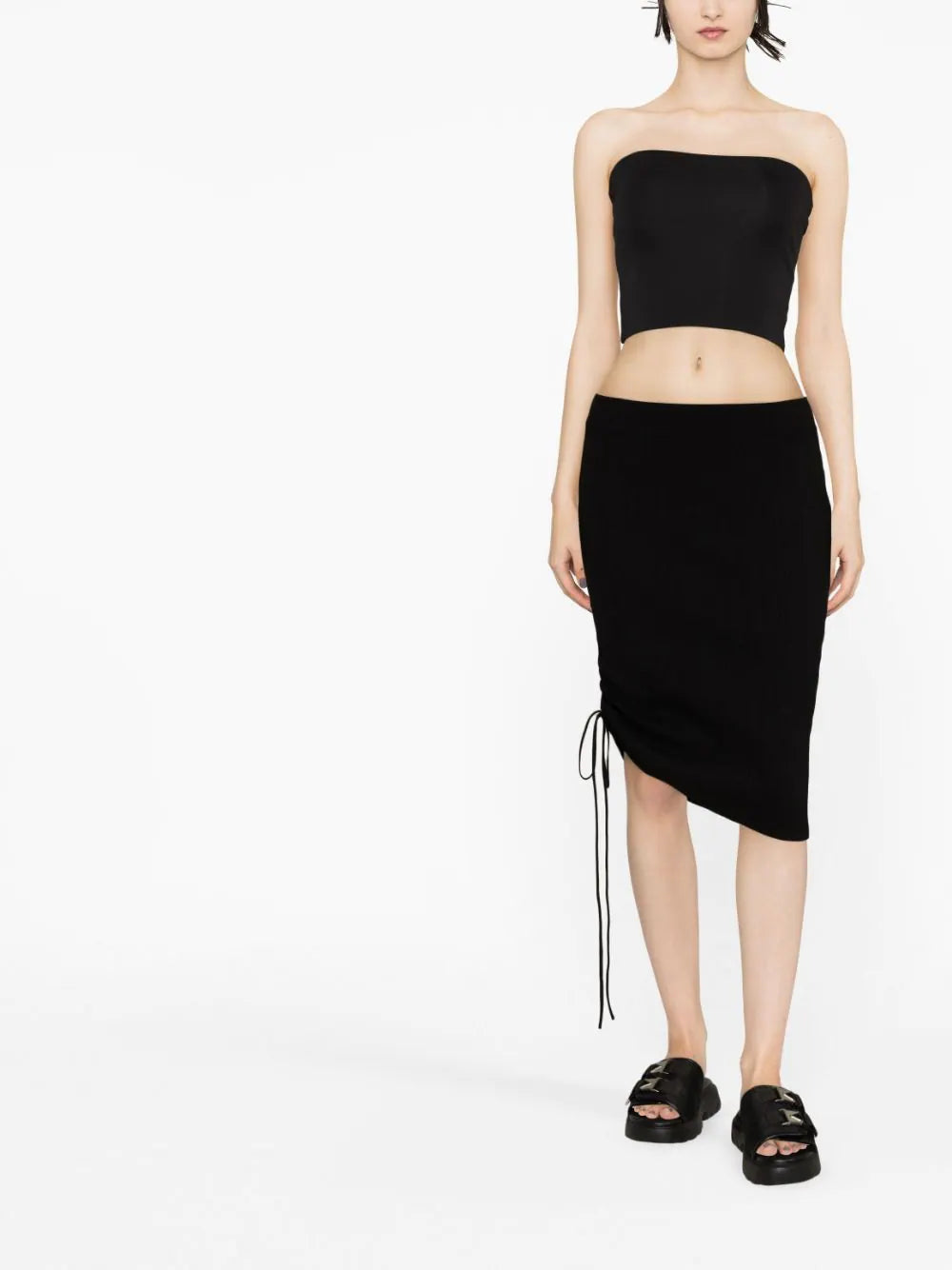 OFF-WHITE WOMEN Vanice Lace Up Skirt Black - MAISONDEFASHION.COM