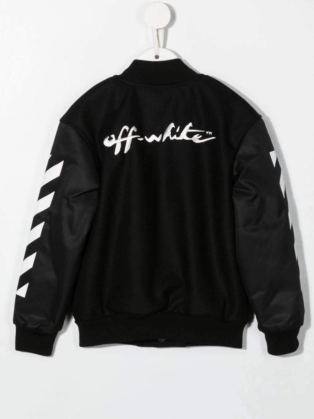 OFF-WHITE KIDS OW Bomber Varsity Jacket Black/White - MAISONDEFASHION.COM