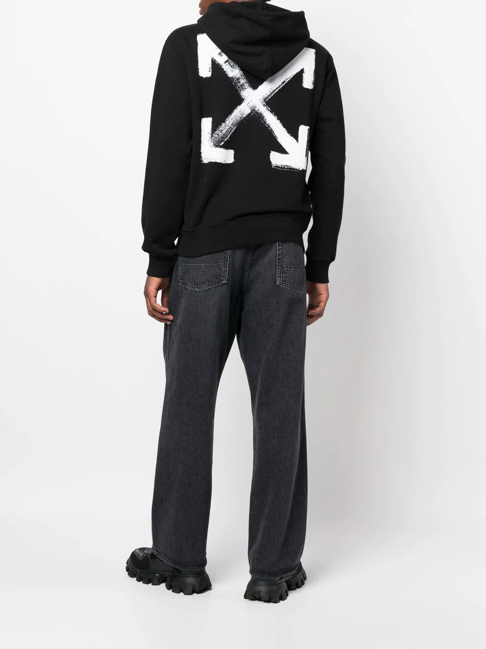 OFF-WHITE Paint Arrow Slim Hoodie Black - MAISONDEFASHION.COM