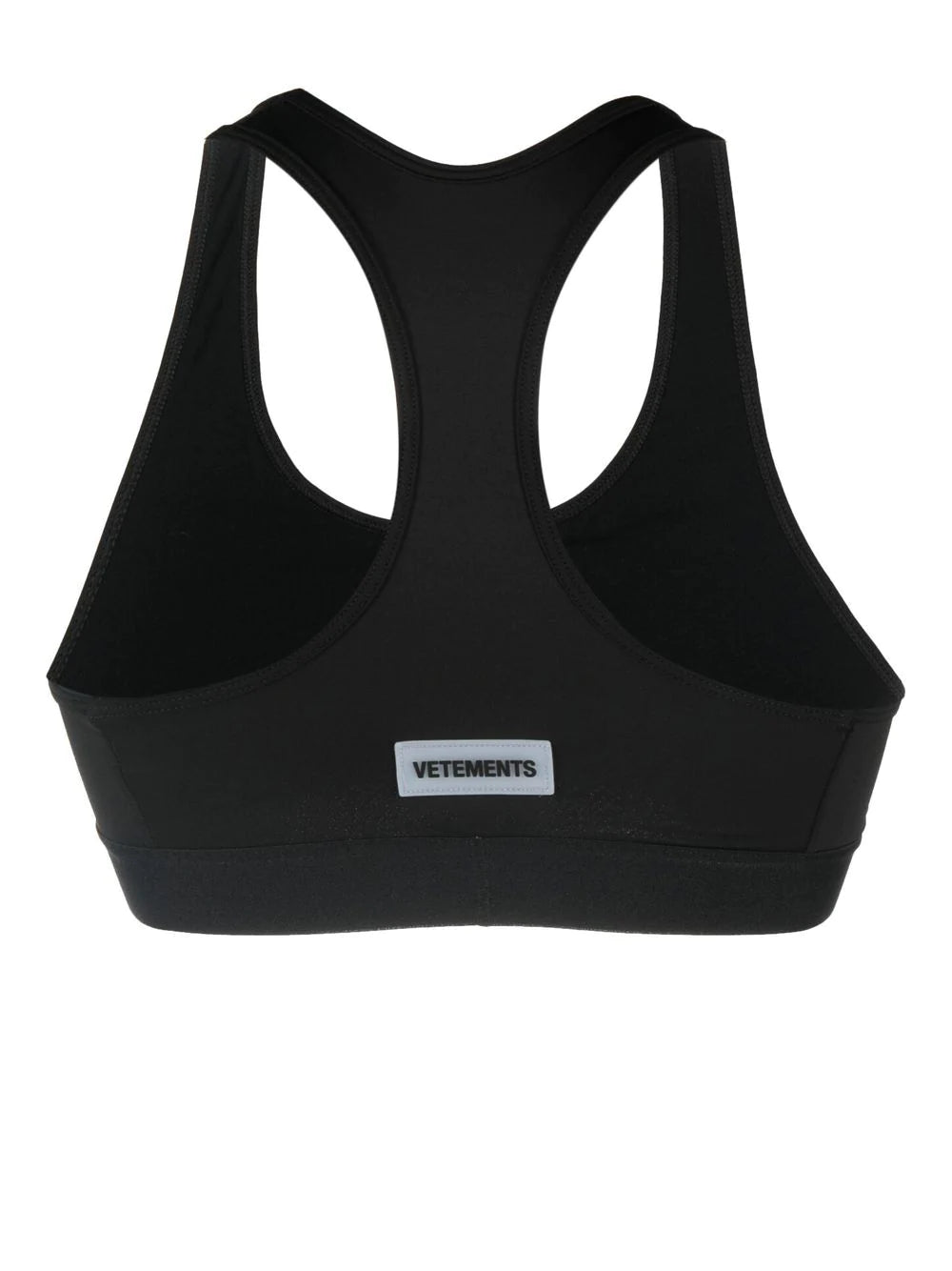 VETEMENTS WOMEN Logo Sports Bra Black - MAISONDEFASHION.COM