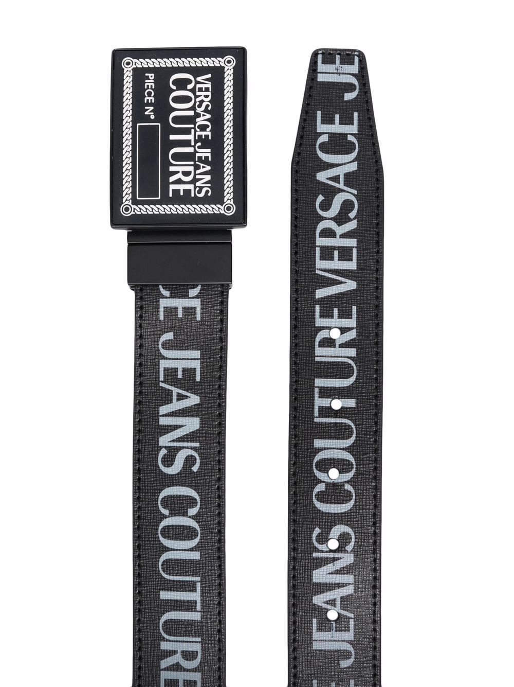 VERSACE JEANS COUTURE Logo Buckle Belt Black - MAISONDEFASHION.COM