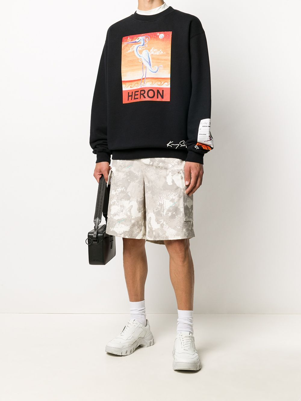 HERON PRESTON Swan Print Sweatshirt Black - Maison De Fashion 