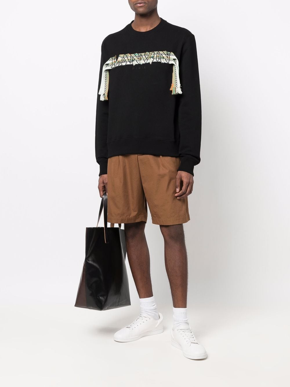 LANVIN Embroidered Curb Sweatshirt Black - MAISONDEFASHION.COM