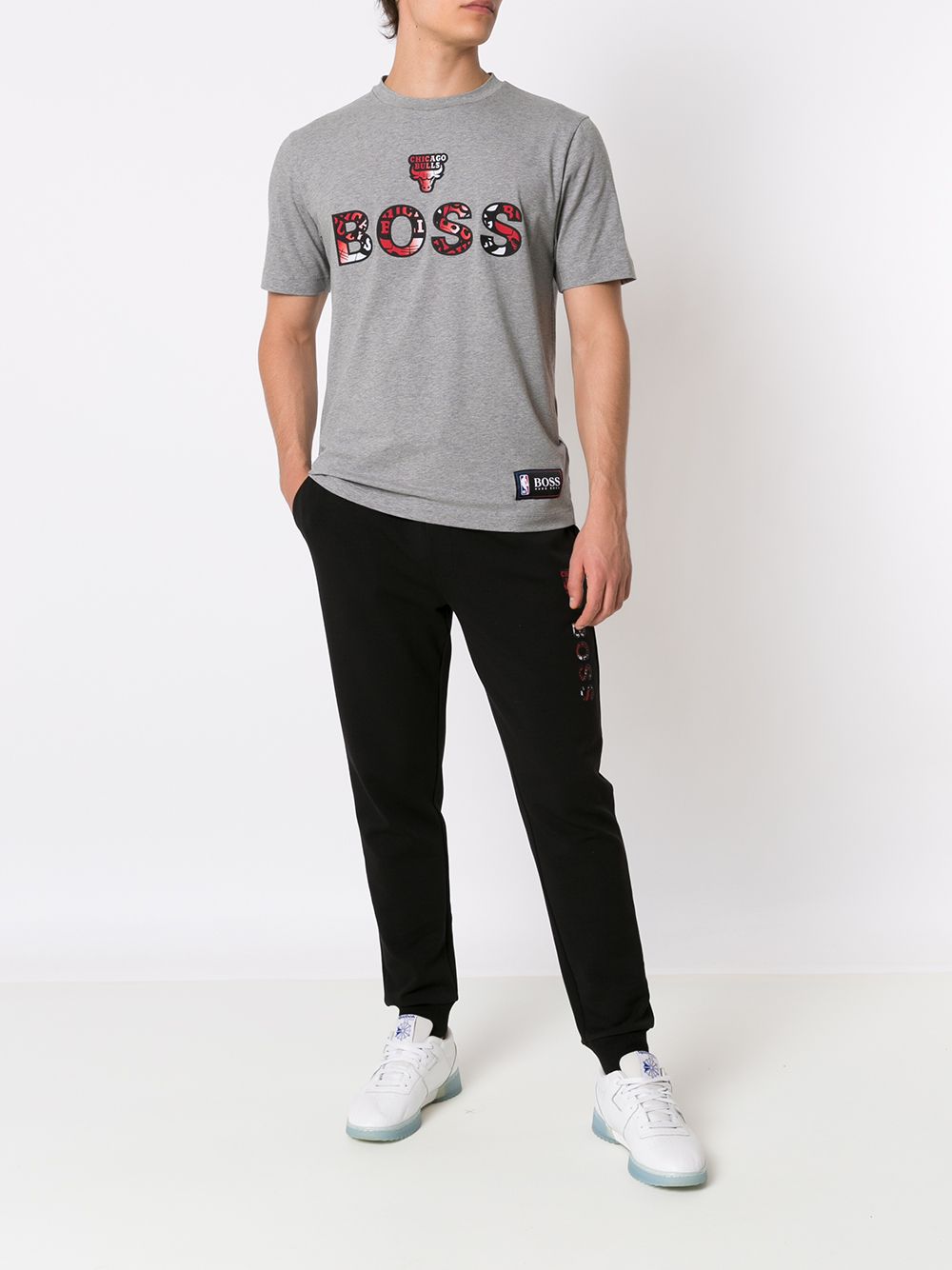 BOSS X NBA Chicago Bulls Logo Sweatpants Black - MAISONDEFASHION.COM