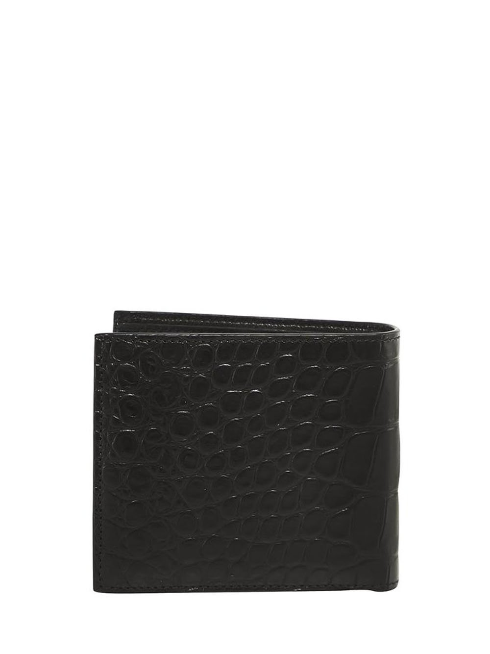 BALENCIAGA Croco Cash Fold Wallet Black - MAISONDEFASHION.COM