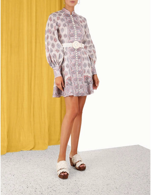 ZIMMERMANN Vitali Button Up Mini Dress Ivory Paisley - MAISONDEFASHION.COM