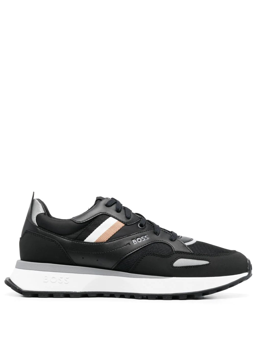 BOSS Low-top Panelled Sneakers Black - MAISONDEFASHION.COM