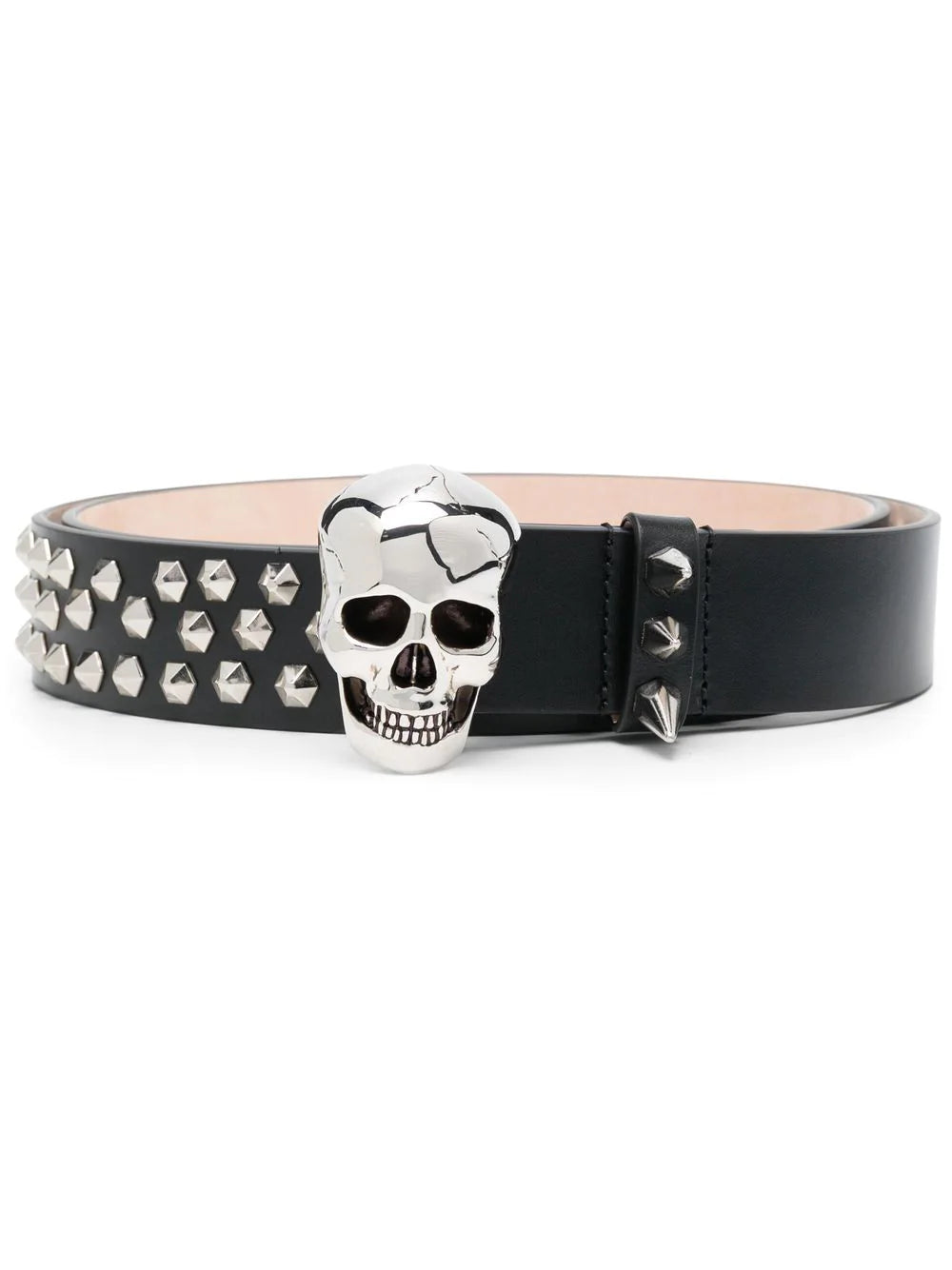 ALEXANDER MCQUEEN Skull Buckle Belt Black - MAISONDEFASHION.COM