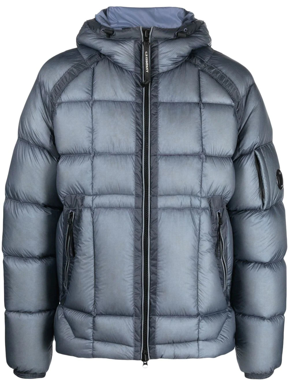 C.P. COMPANY Logo-patch Feather-down Padded Jacket Blue - MAISONDEFASHION.COM