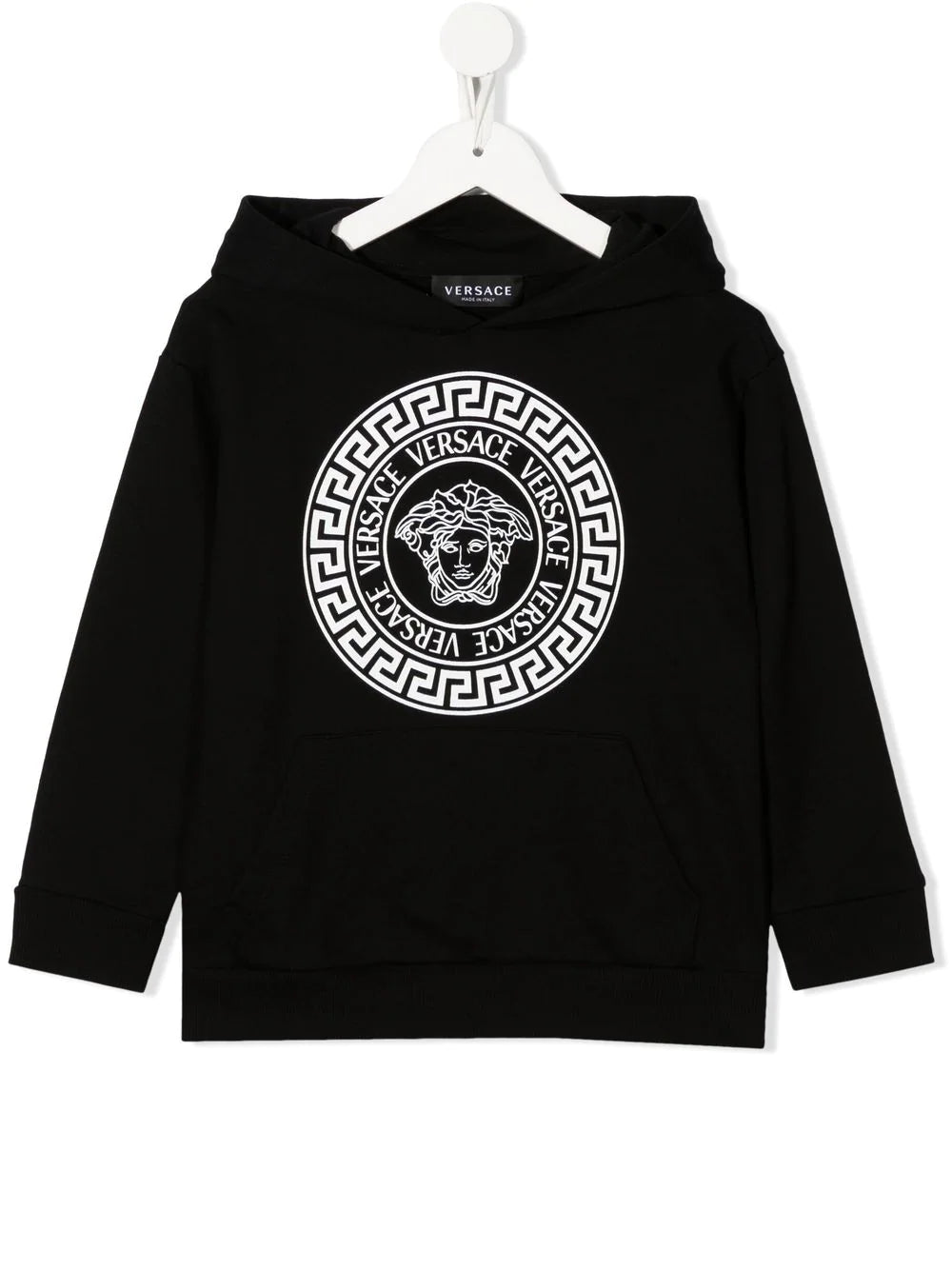 VERSACE KIDS Medusa-print Cotton Hoodie Black/White - MAISONDEFASHION.COM