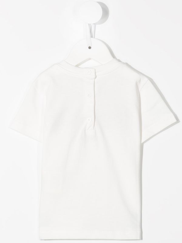 FENDI BABY Embroidered-logo T-shirt White/Pink - MAISONDEFASHION.COM