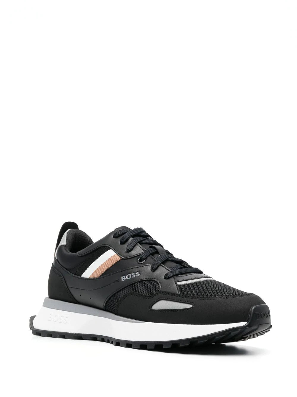 BOSS Low-top Panelled Sneakers Black - MAISONDEFASHION.COM