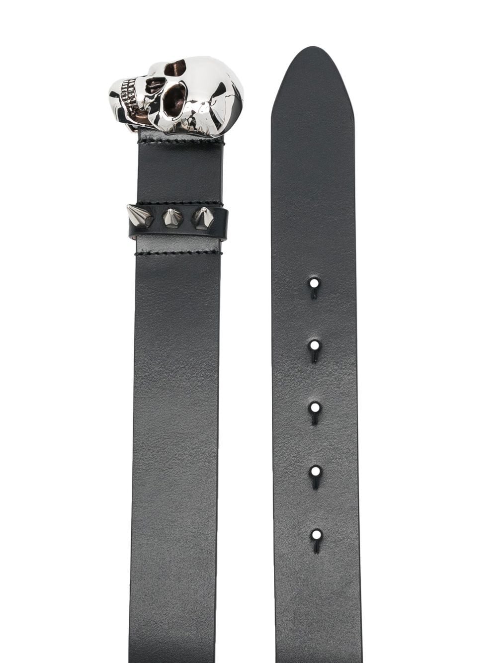 ALEXANDER MCQUEEN Skull Buckle Belt Black - MAISONDEFASHION.COM