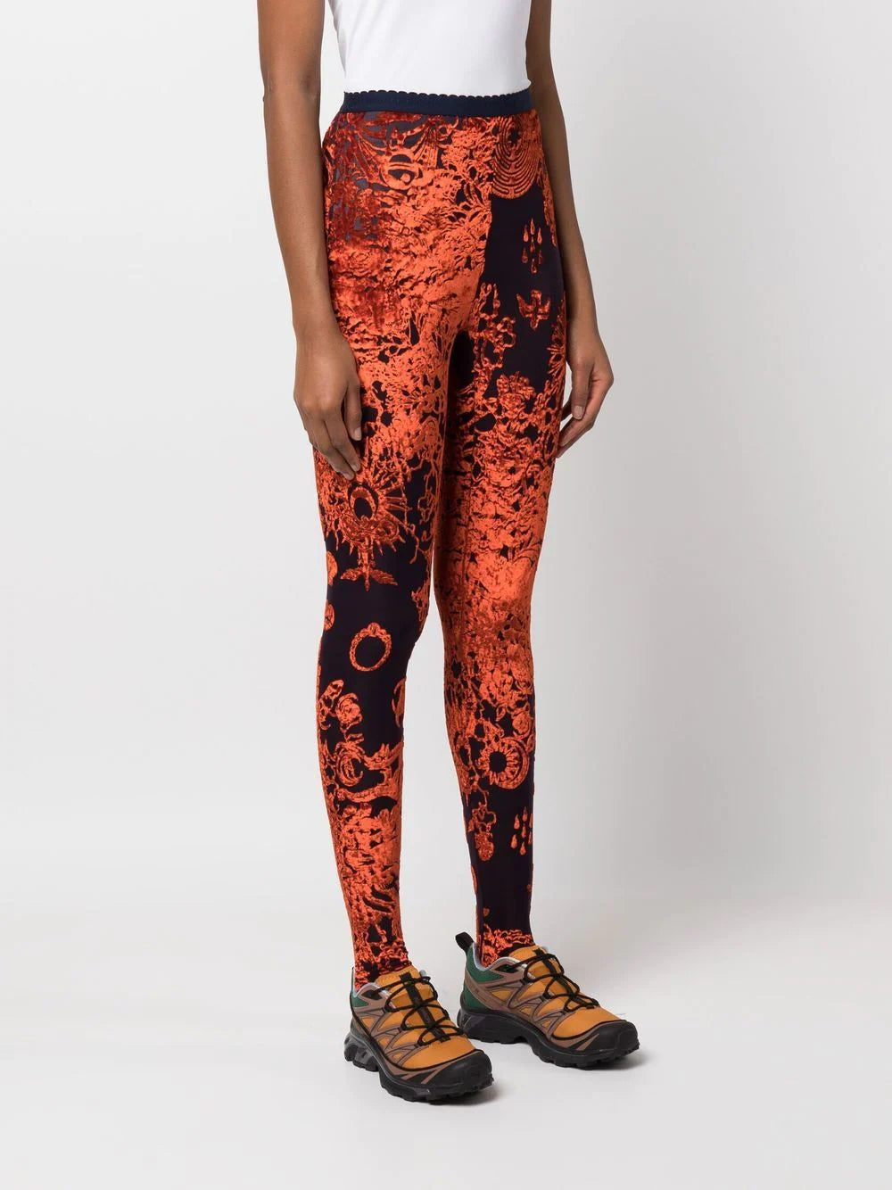 MARINE SERRE WOMEN Geotic Devore Leggings Blue - MAISONDEFASHION.COM