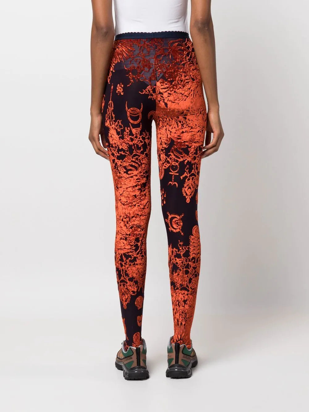 MARINE SERRE WOMEN Geotic Devore Leggings Blue - MAISONDEFASHION.COM