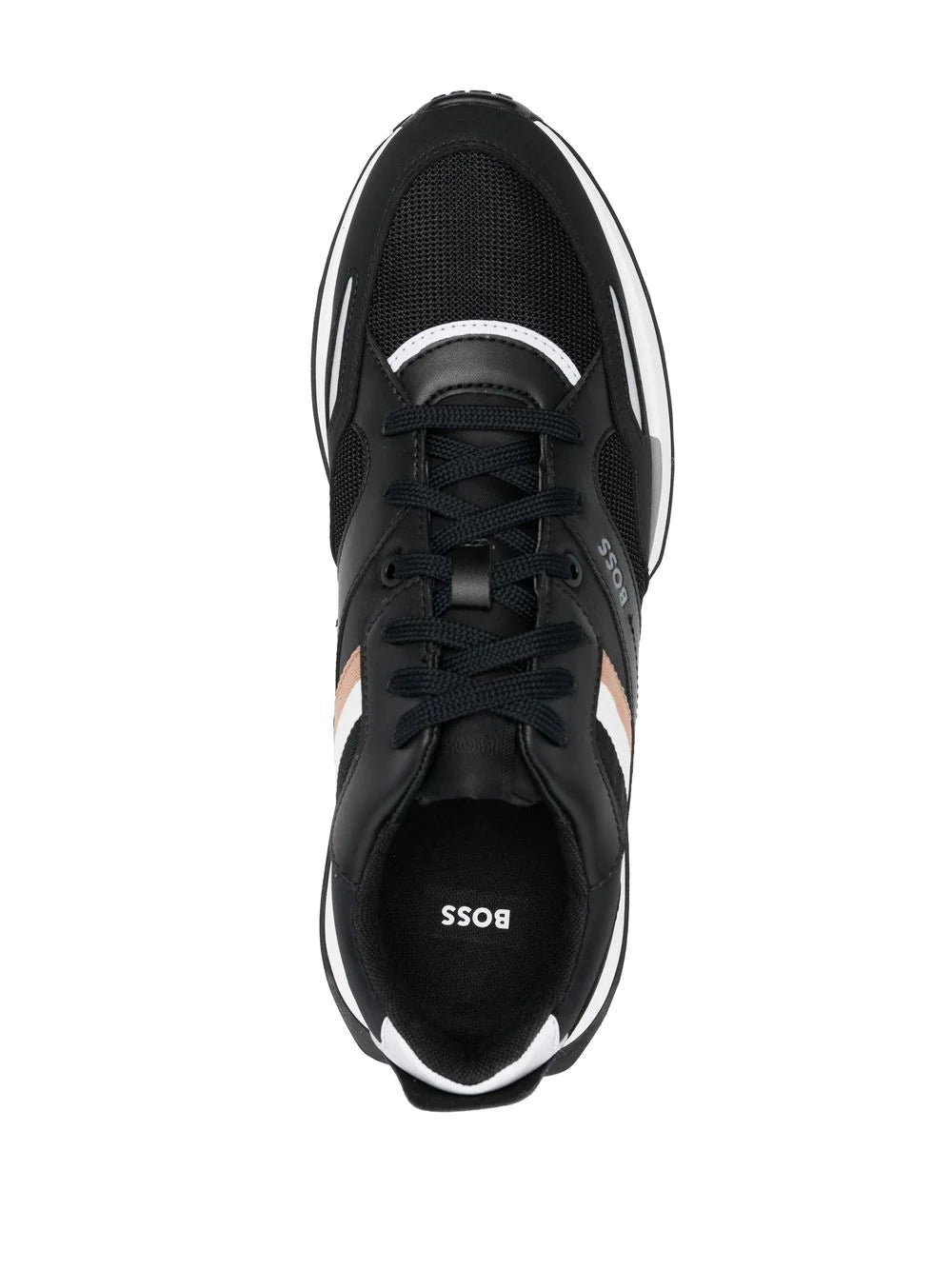 BOSS Low-top Panelled Sneakers Black - MAISONDEFASHION.COM