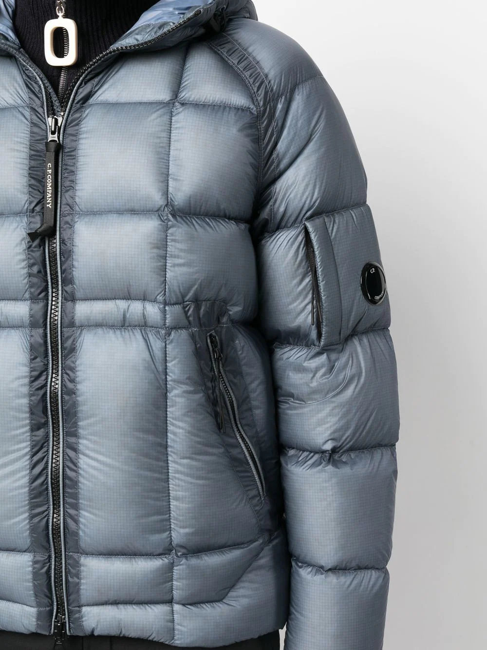 C.P. COMPANY Logo-patch Feather-down Padded Jacket Blue C.P. COMPANY Logo-patch Feather-down Padded Jacket Blue
