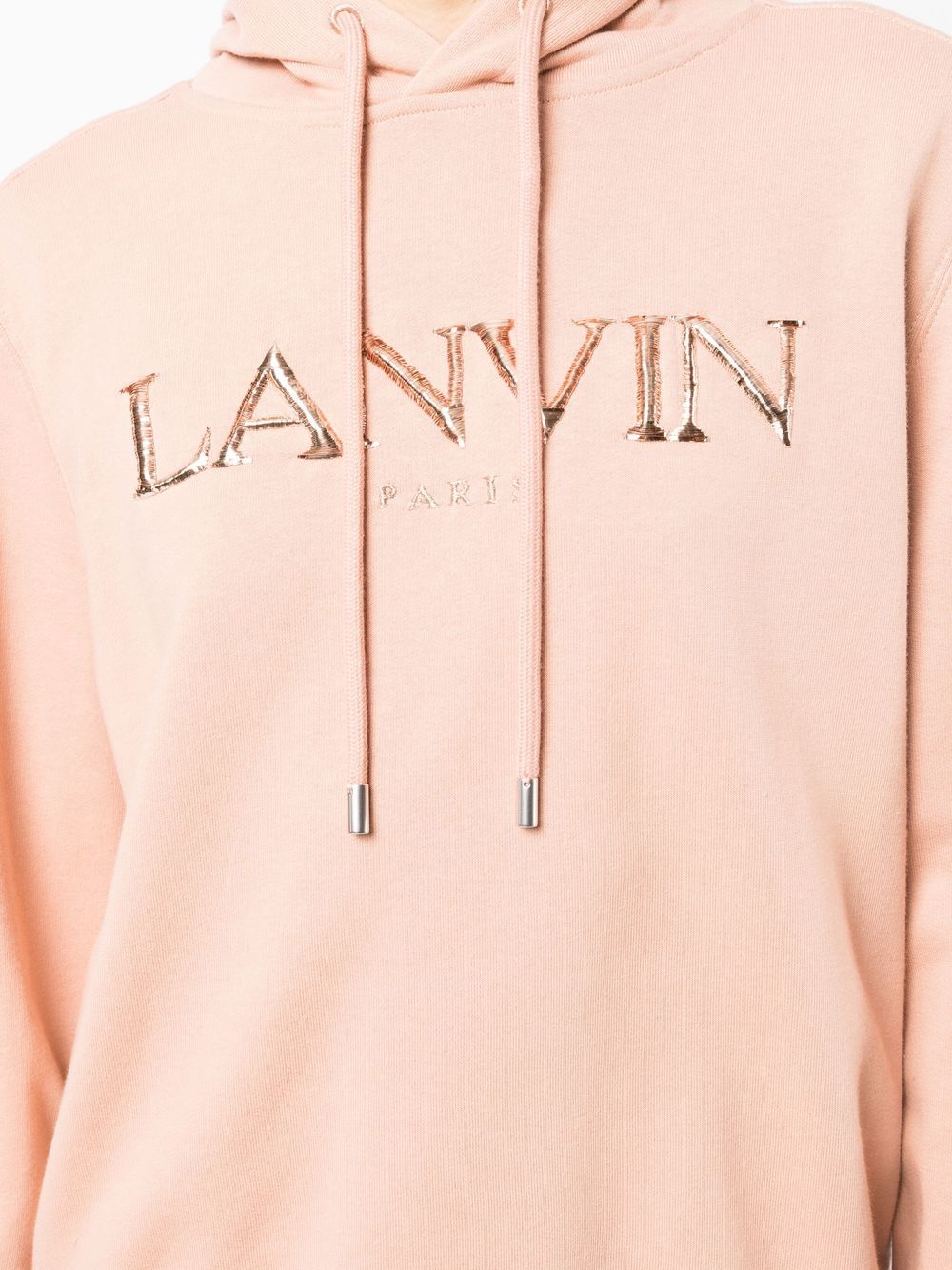 LANVIN WOMEN Embroidered Hoodie Pink Ivory - MAISONDEFASHION.COM