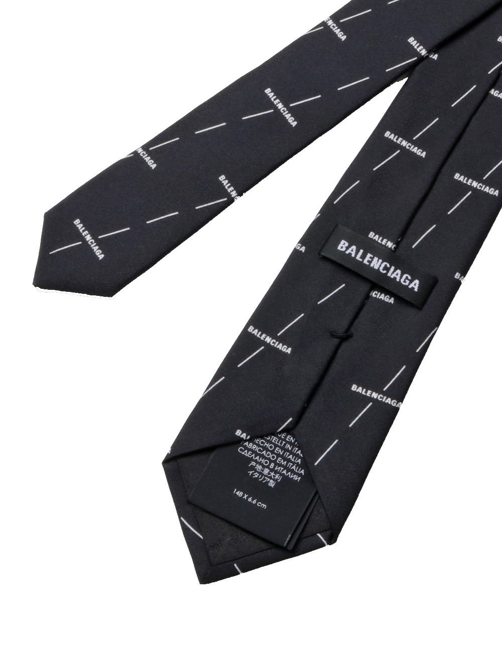 BALENCIAGA  Diagonal licence print silk tie Black - MAISONDEFASHION.COM