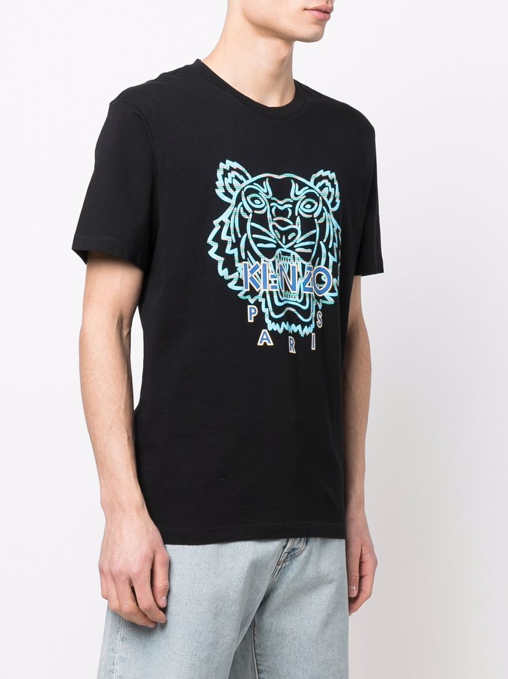 KENZO Tiger Print T-Shirt Black - MAISONDEFASHION.COM